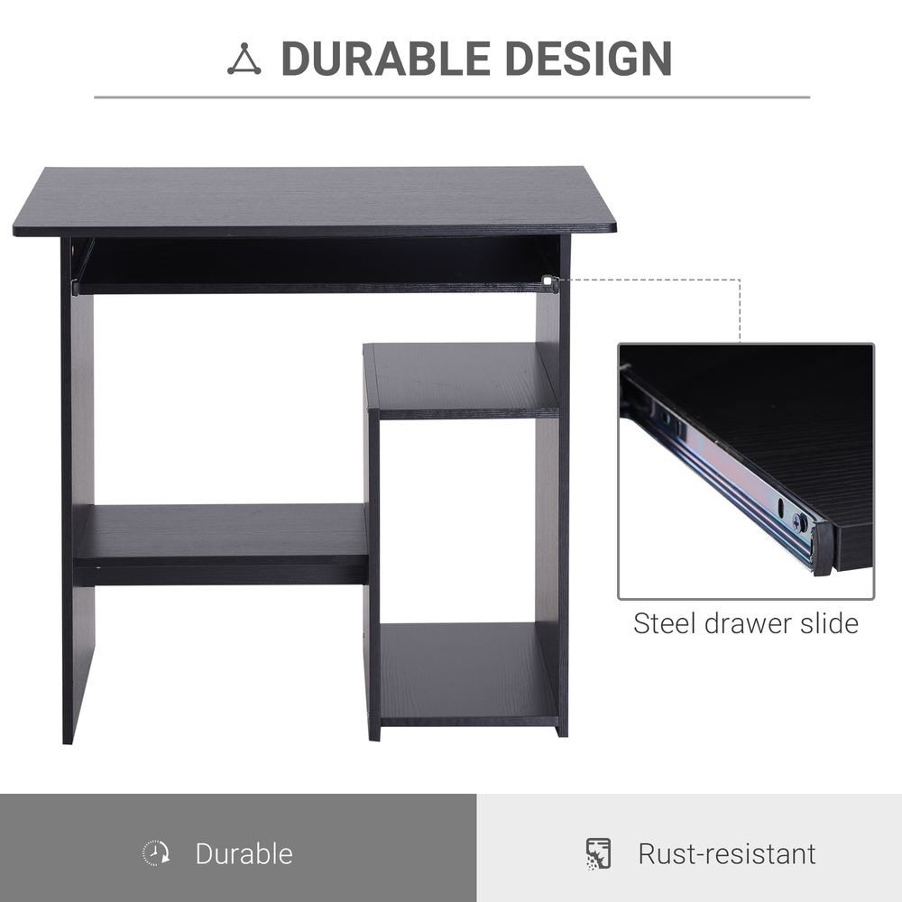 Black Computer Desk with 73.5 cm Height, Ideal for Comfortable Office Work