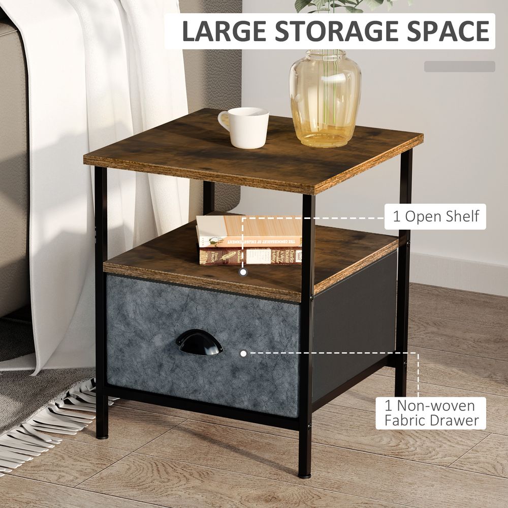 Vintage Side Table with Drawer, Nightstand and Coffee Table for Living Room