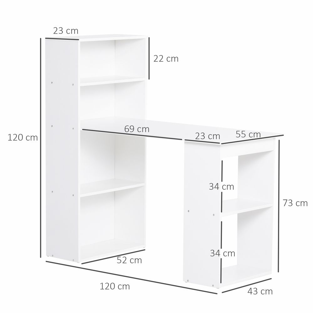 White Computer Desk Measuring 120L x 55D x 120H cm, Sleek Design for Modern Offices