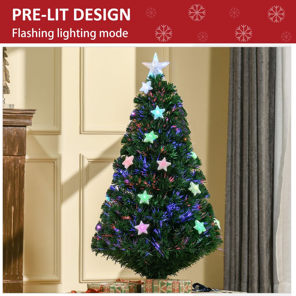 4ft Pre-Lit Artificial Christmas Tree with Fibre Star LED Light - Indoor - Green