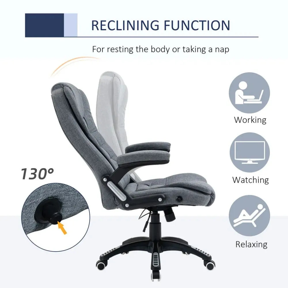 Dark Grey High Back Home Office Chair with Arms and Swivel Wheels for Comfort