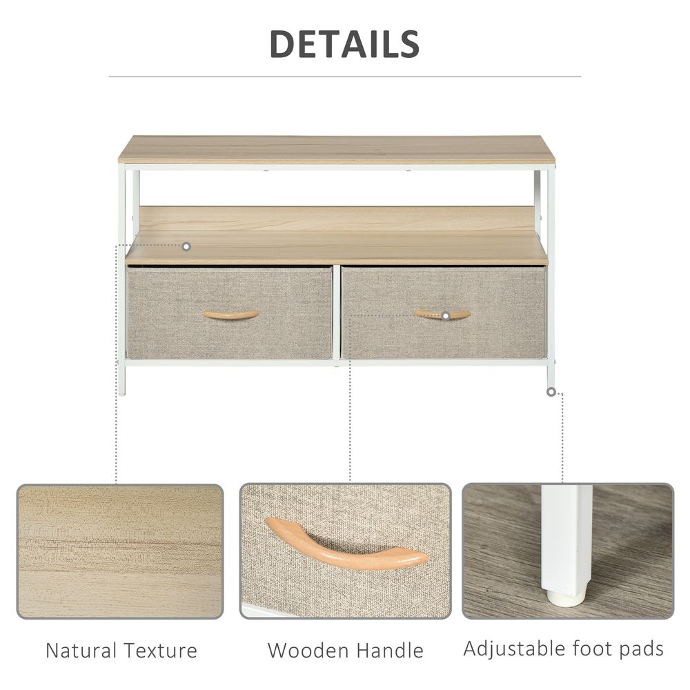 Maple-Coloured TV Cabinet with 2 Foldable Linen Drawers for Stylish Storage