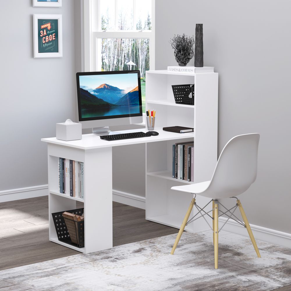 White Computer Desk Measuring 120L x 55D x 120H cm, Sleek Design for Modern Offices