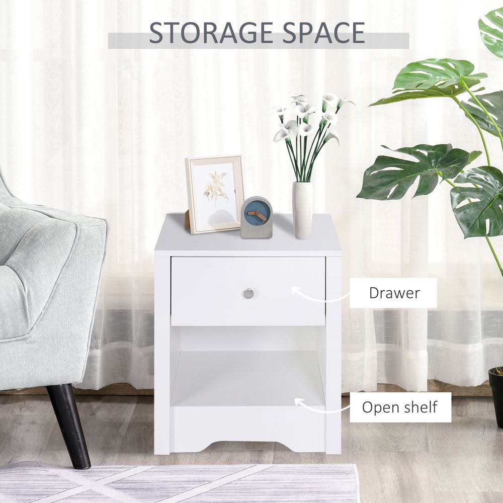 White Bedside Table with Dimensions 53Wx42.5Dx59H cm for Modern Bedrooms