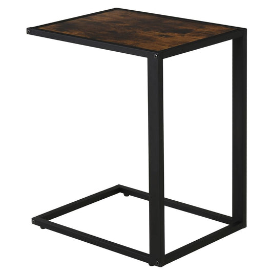 Brown Steel Frame C-Shaped Side Table, Modern and Functional
