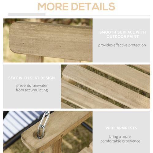 Wooden 2-Seater Hanging Porch Swing Chair with Durable Metal Chains