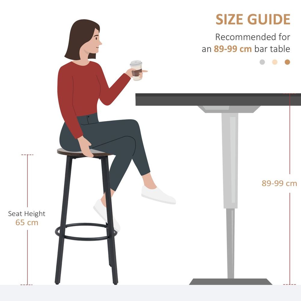 Set of 2 Counter Height Bar Stools for Dining Room or Kitchen