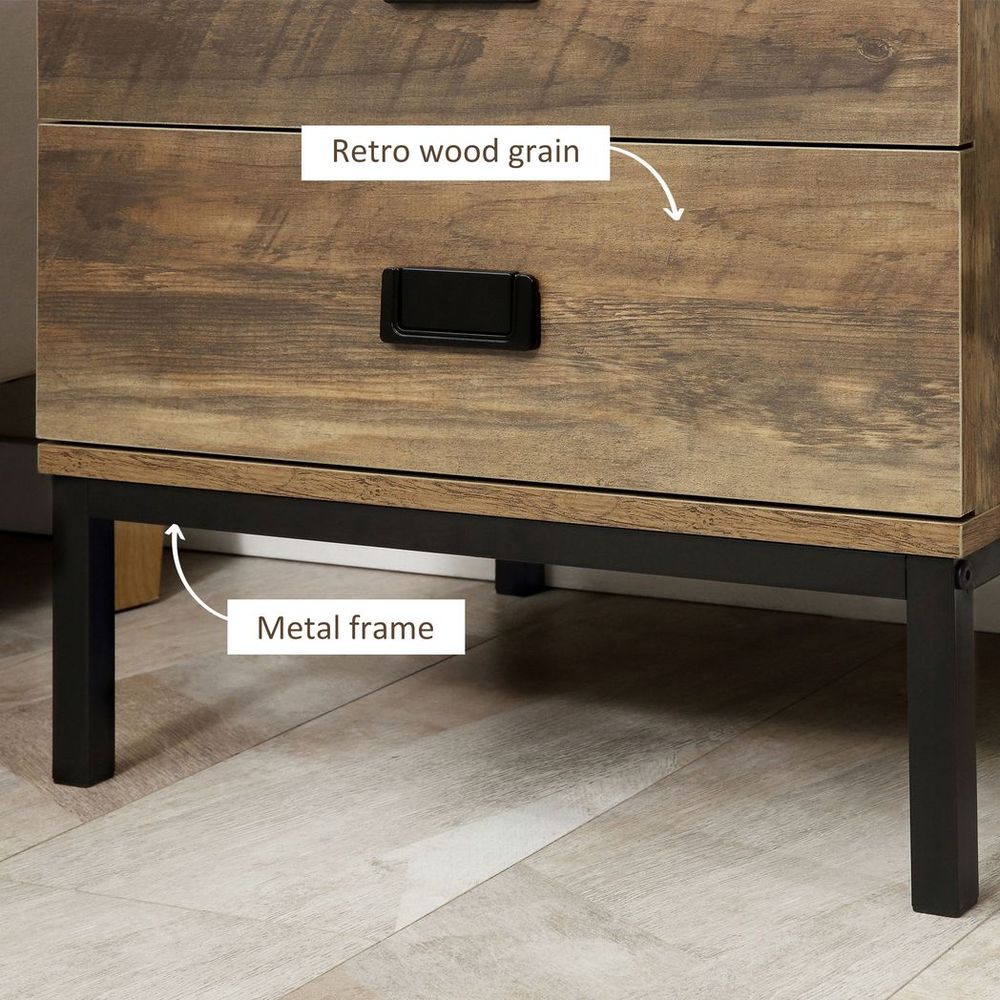 Bedside Table with Metal Frame, Storage Drawer for Bedroom and Living Room Use