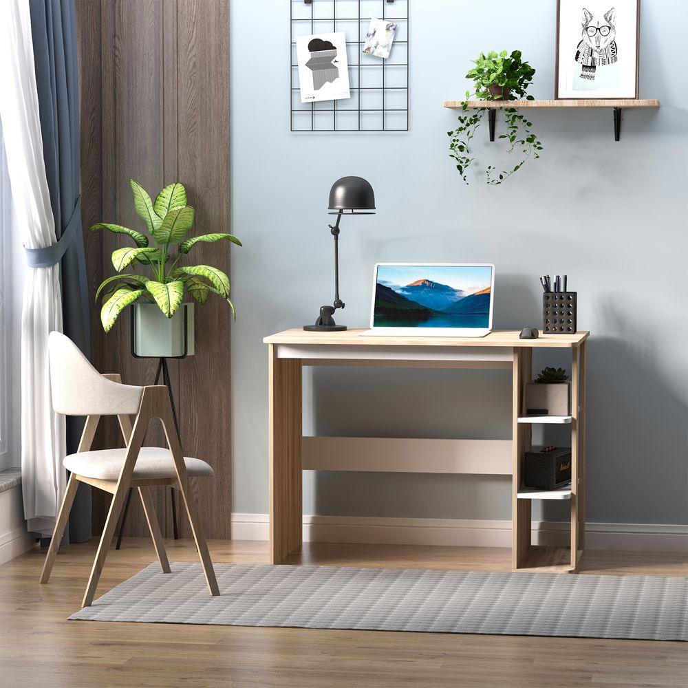 Sturdy Duo Work Desk with 3-Tier Side Shelves, Versatile 2-in-1 Table for Home Office