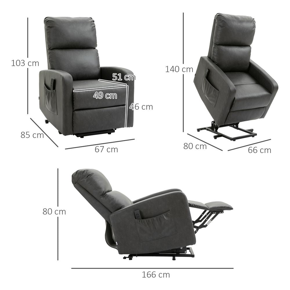 Grey Riser Recliner Chair with Remote Control, Perfect Lift Chair for Living Room Use