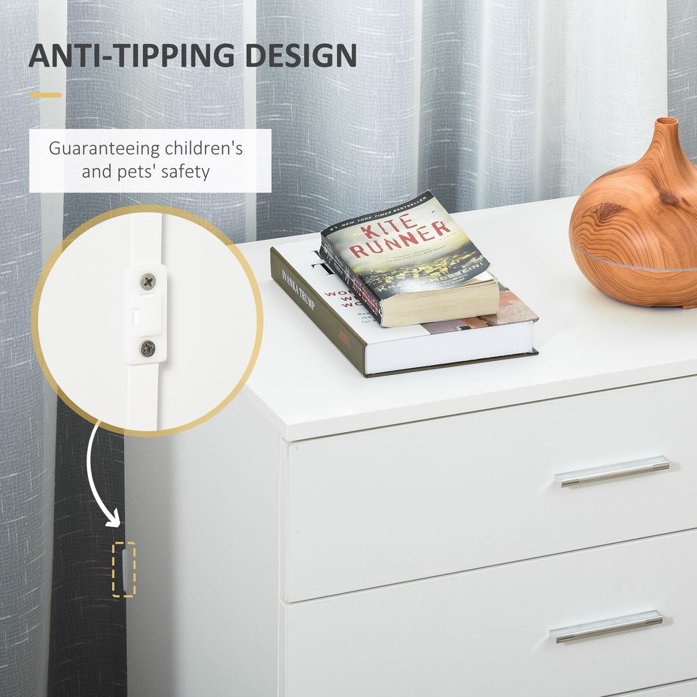 Vertical Storage Cabinet with 4 Drawers and Metal Rails for Anti-Tip Safety