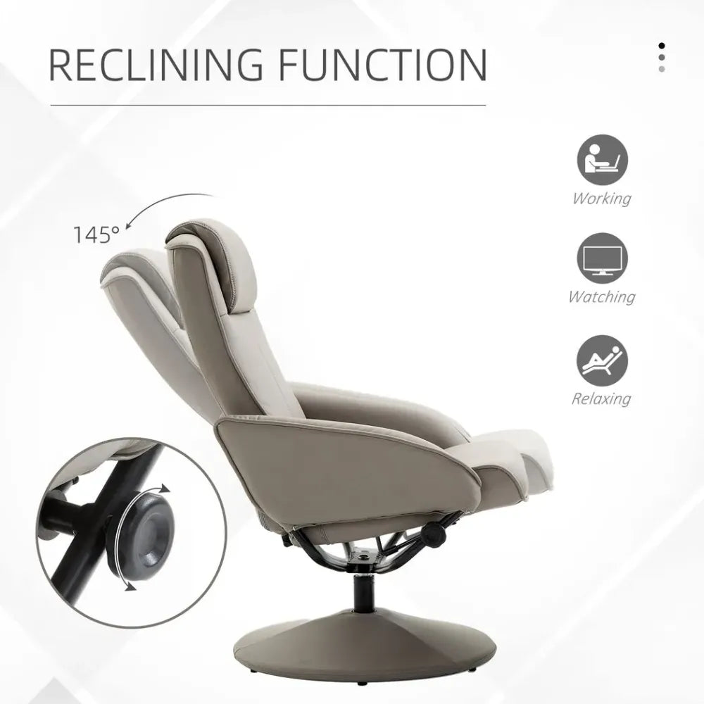Adjustable 360° Swivel Recliner Leather Armchair with Footrest for Ultimate Comfort