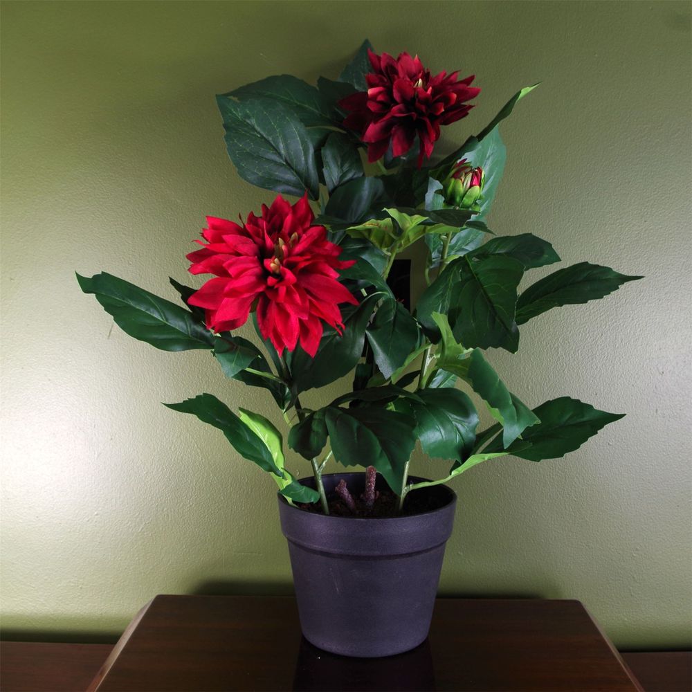 Red Artificial Dahlia Flowering Plant