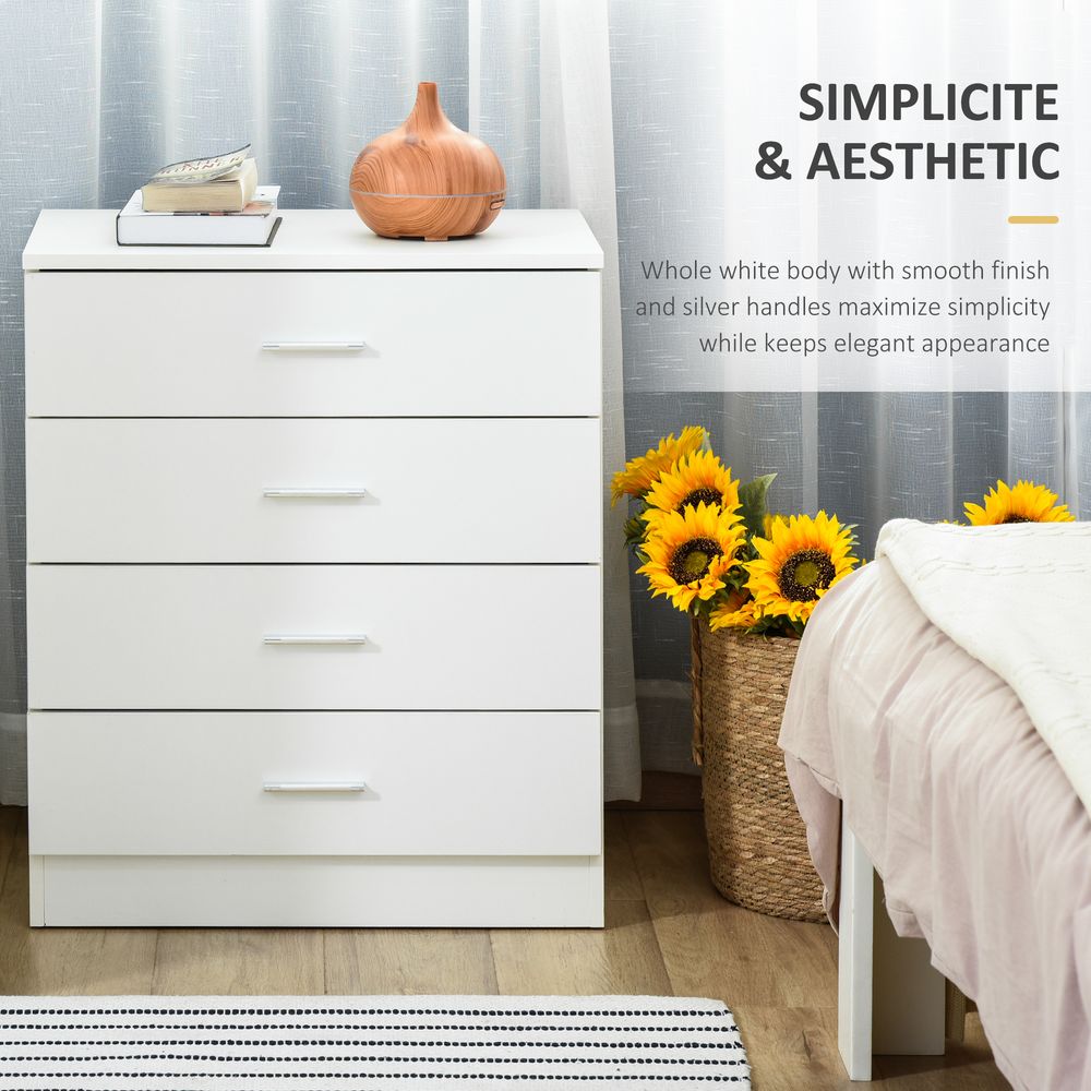 Vertical Storage Cabinet with 4 Drawers and Metal Rails for Anti-Tip Safety