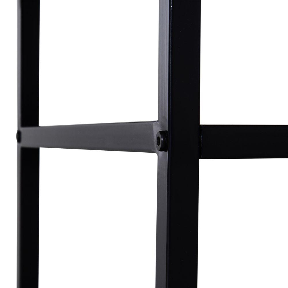 Steel Frame Industrial-Style TV Stand with Shelf, Black/Brown