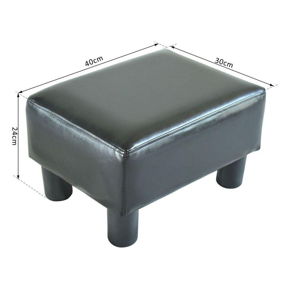 Small Black PU Leather Ottoman Footrest for Home Office or Chair Comfort