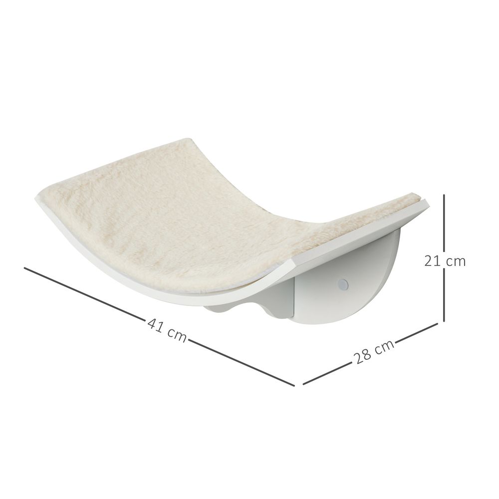 Wall-Mounted Wood Cat Shelf with Curved Climber and Comfortable Kitten Bed