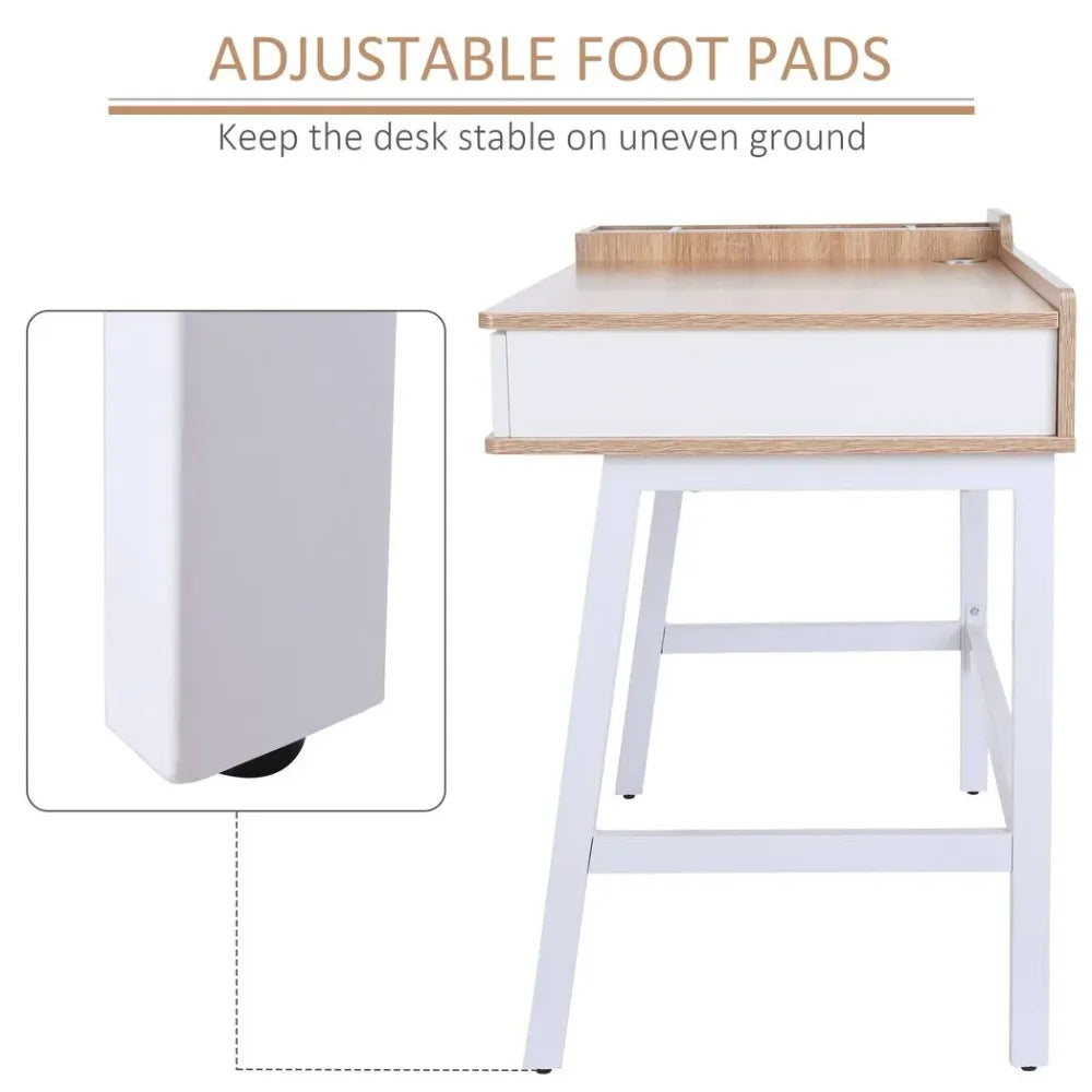 Computer Desk Workstation – Metal Frame with Storage Unit for Home Office