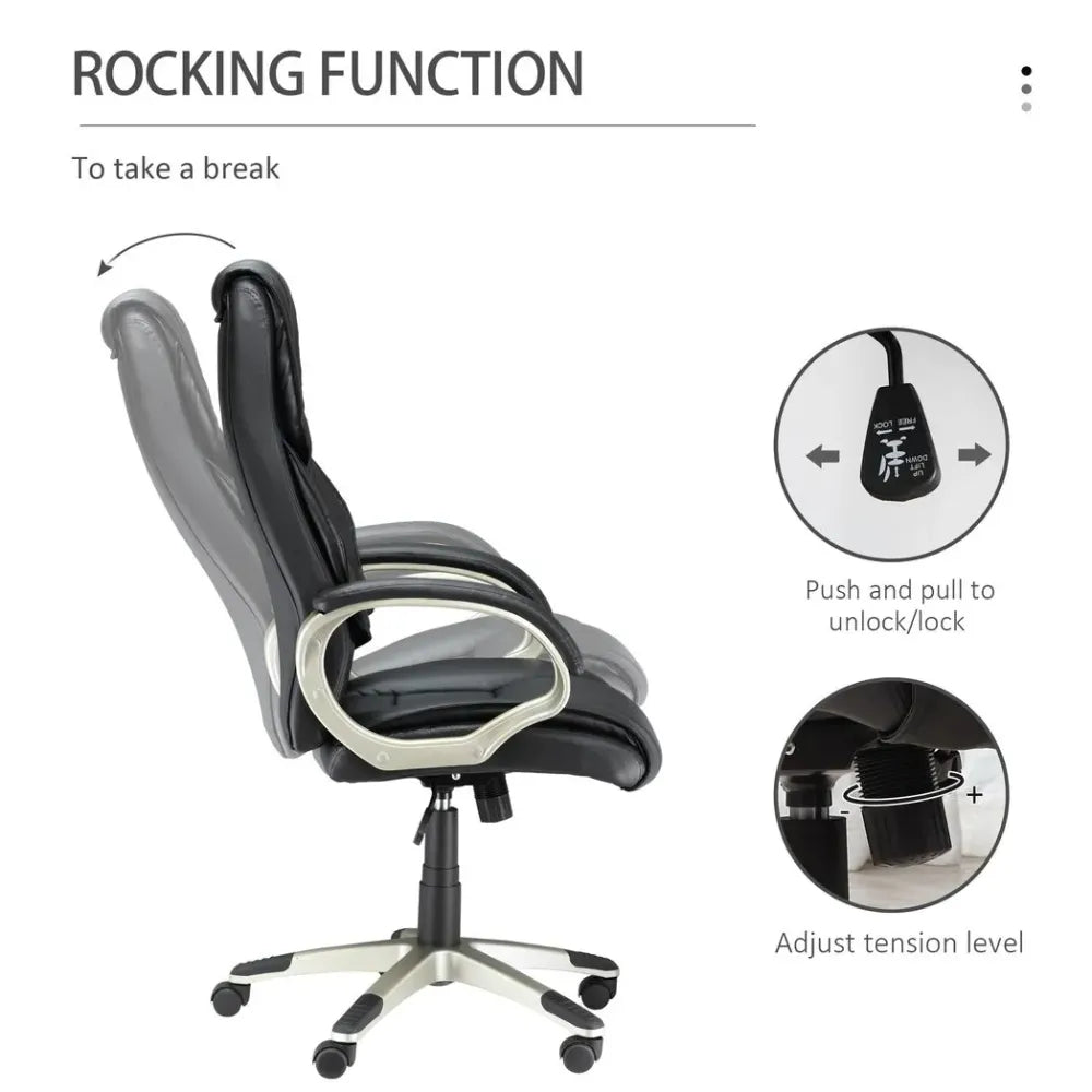 High Back PU Leather Executive Office Desk Chair with Swivel Function for Ultimate Comfort