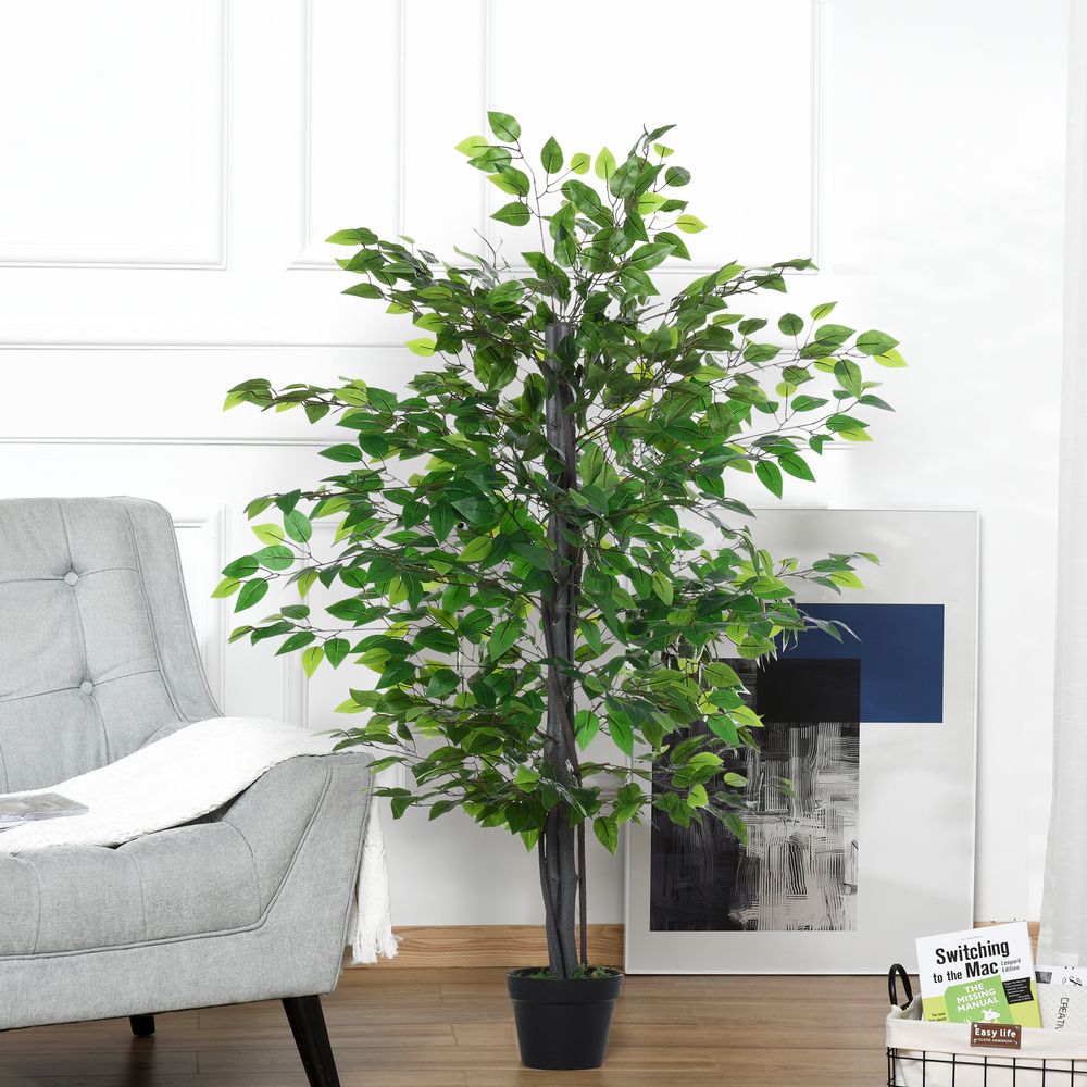 145cm Faux Decorative Artificial Banyan Plant in Cement Pot for Rustic Charm