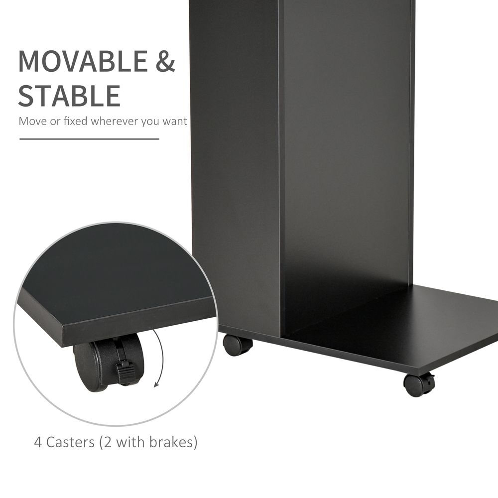Mobile Sofa Side Table with Storage and Casters, Ideal for Laptop and Coffee