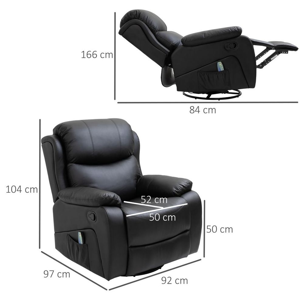 Black Manual Massage Recliner Chair with Footrest and Remote for Relaxation