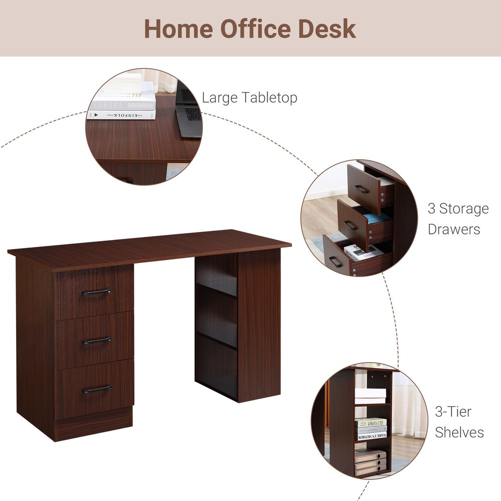 Brown Study Table with Storage, Perfect for Home Office and Writing Needs