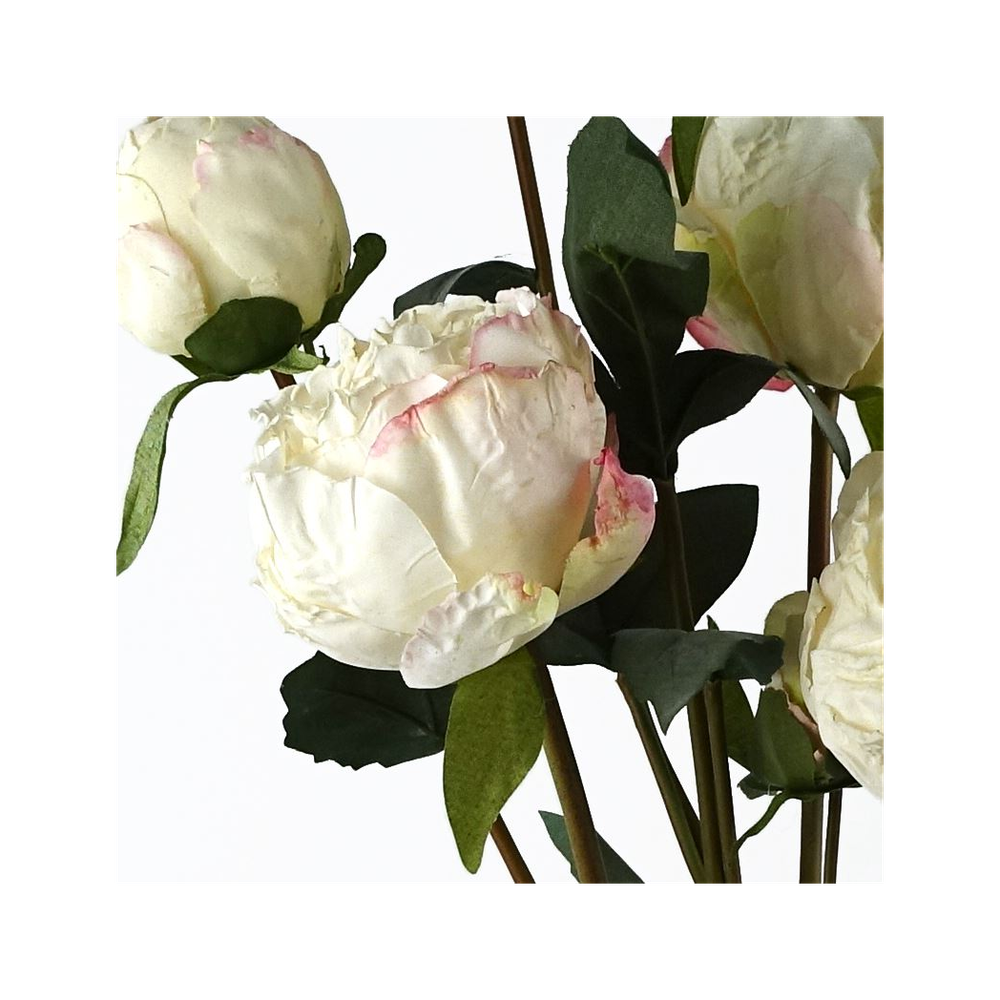 55cm Cream Artificial Peony Spray - 4 Flowers, 3 Buds