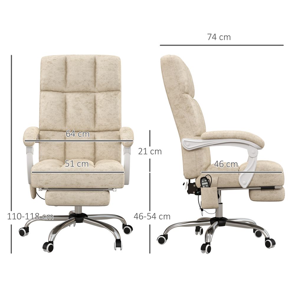 Beige Microfibre Fabric Office Chair with Vibration Massage for Home Comfort