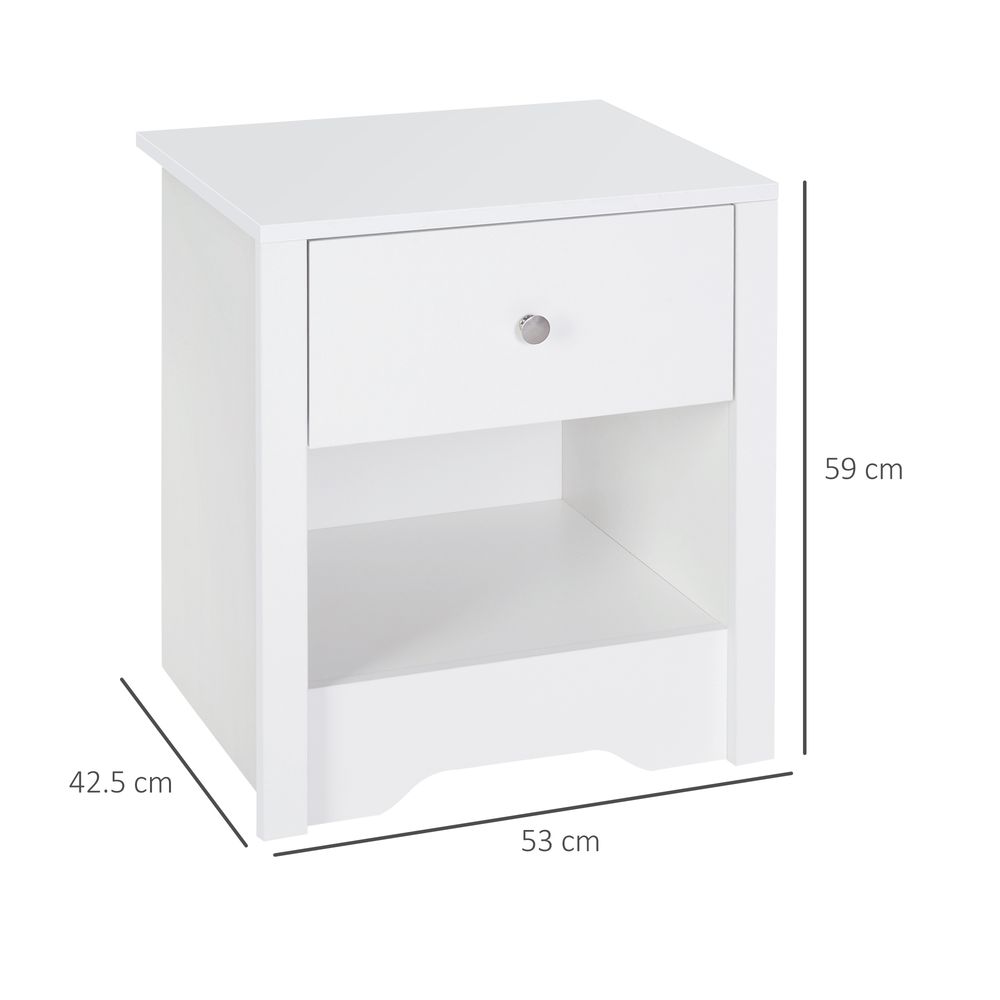 White Bedside Table with Dimensions 53Wx42.5Dx59H cm for Modern Bedrooms