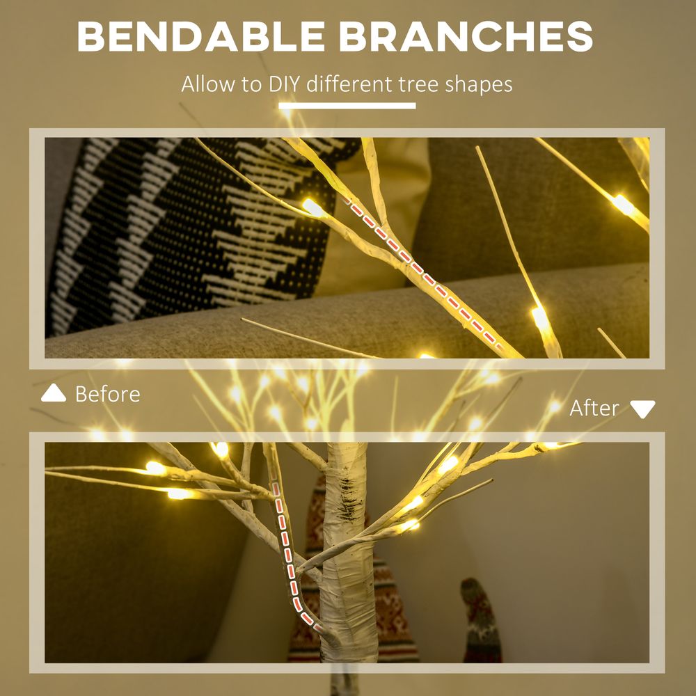 4ft Pre-Lit White Birch Tree with 72 Warm White LEDs