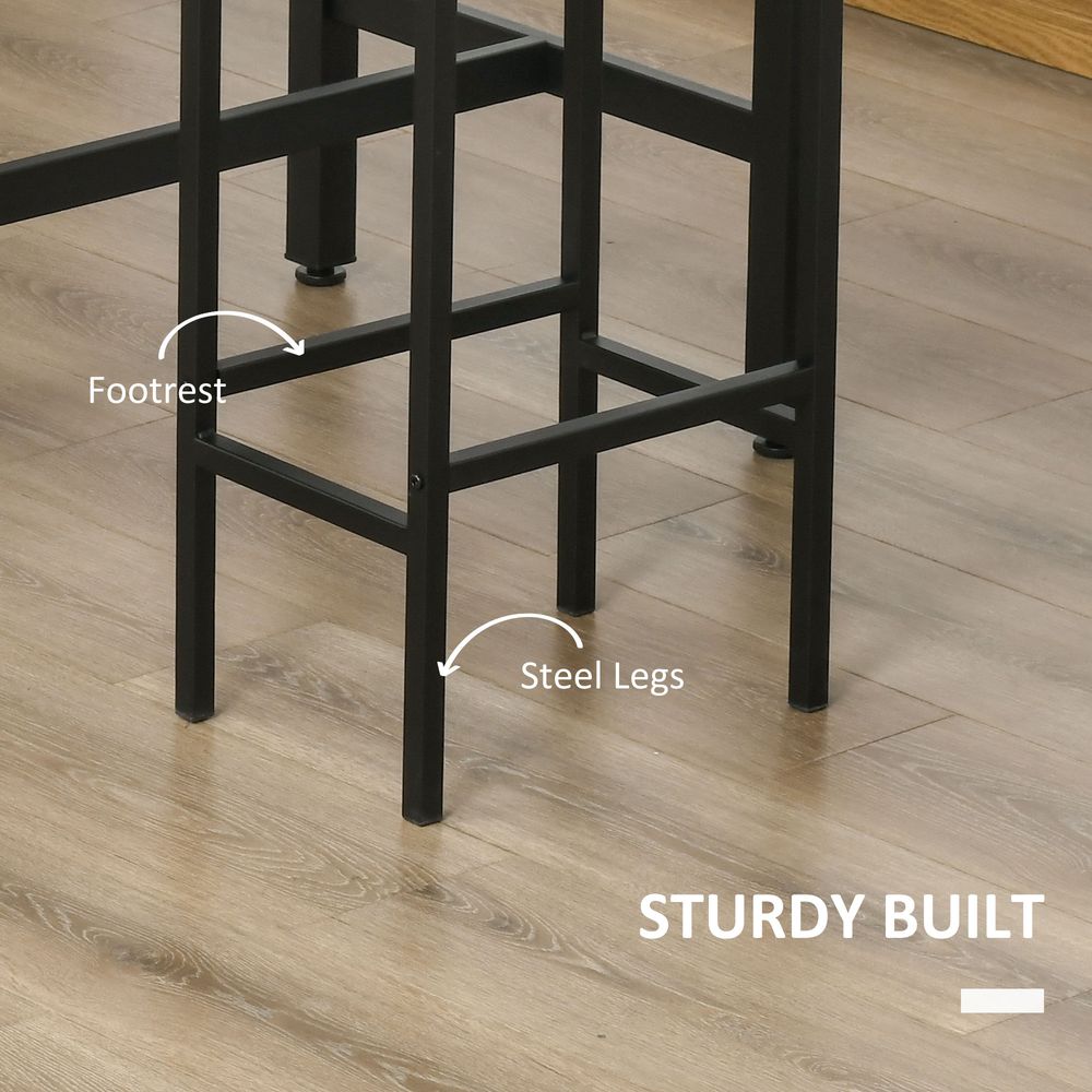 Rustic Brown 3-Piece Industrial Bar Table Set with 2 Stools for Counter Height