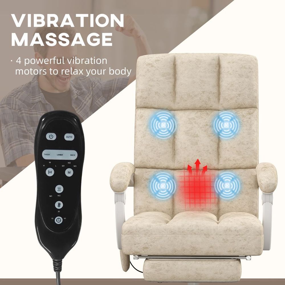 Beige Microfibre Fabric Office Chair with Vibration Massage for Home Comfort