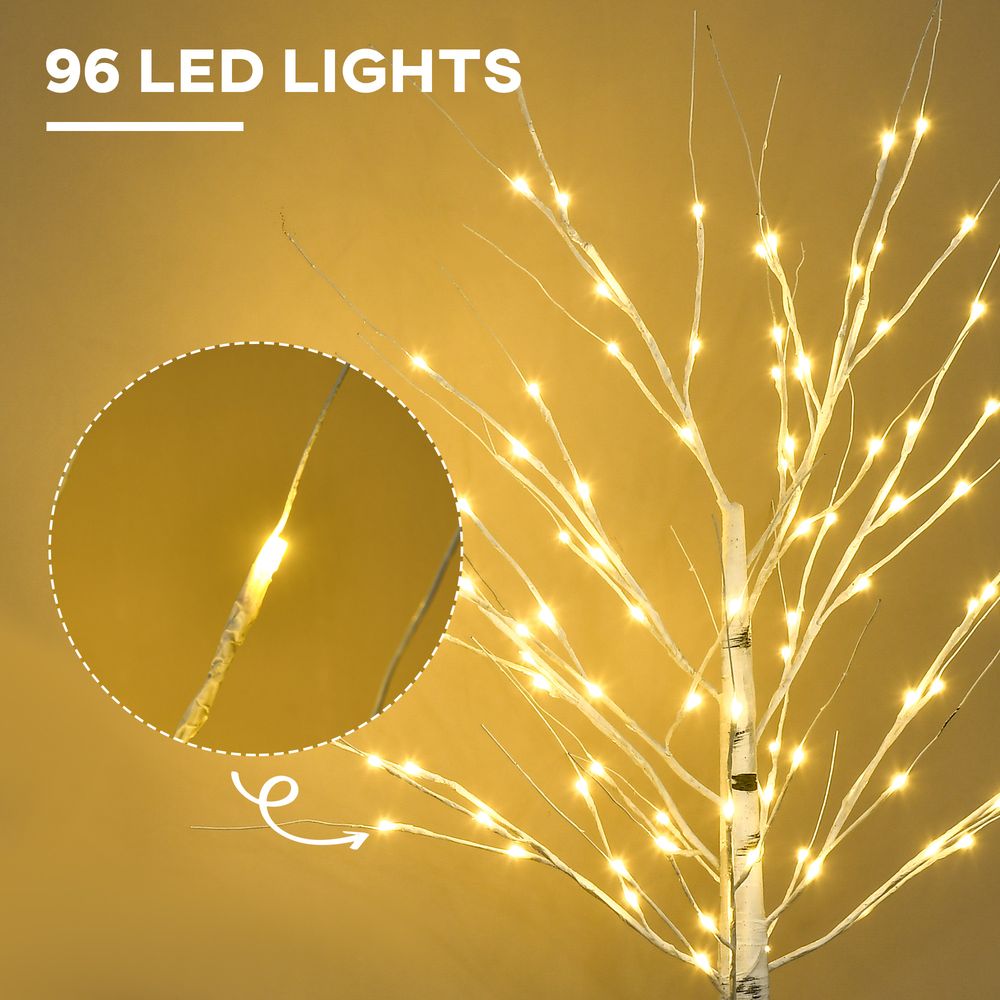 5ft Pre-Lit White Birch Tree with 96 Warm White LEDs