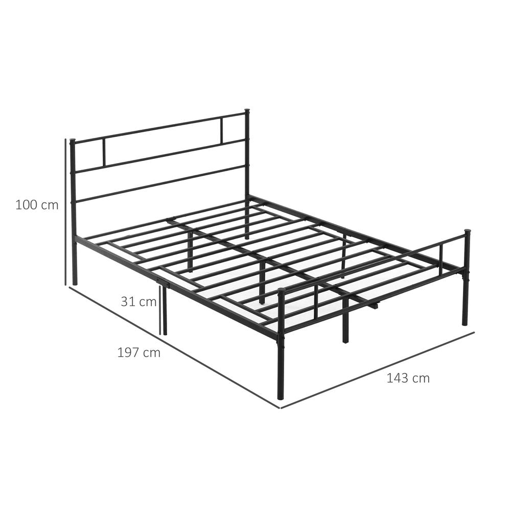 Double Metal Bed Frame with Headboard, Footboard, and Underbed Storage for Practical Living