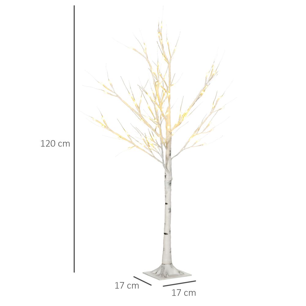 4ft Pre-Lit White Birch Tree with 72 Warm White LEDs