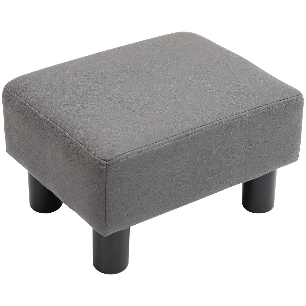Small Grey PU Leather Ottoman Footrest for Home Office or Chair Comfort