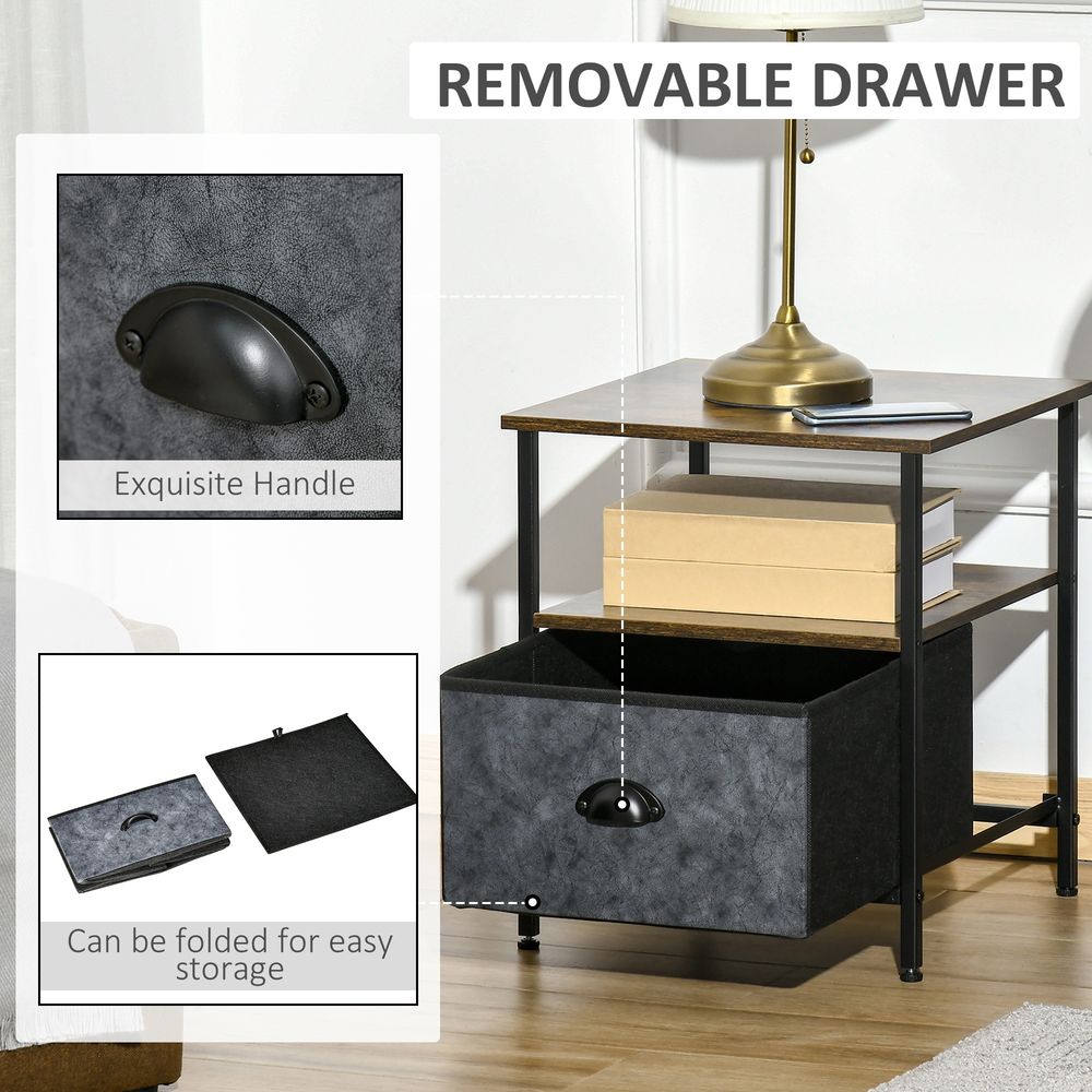 Vintage Side Table with Drawer, Nightstand and Coffee Table for Living Room