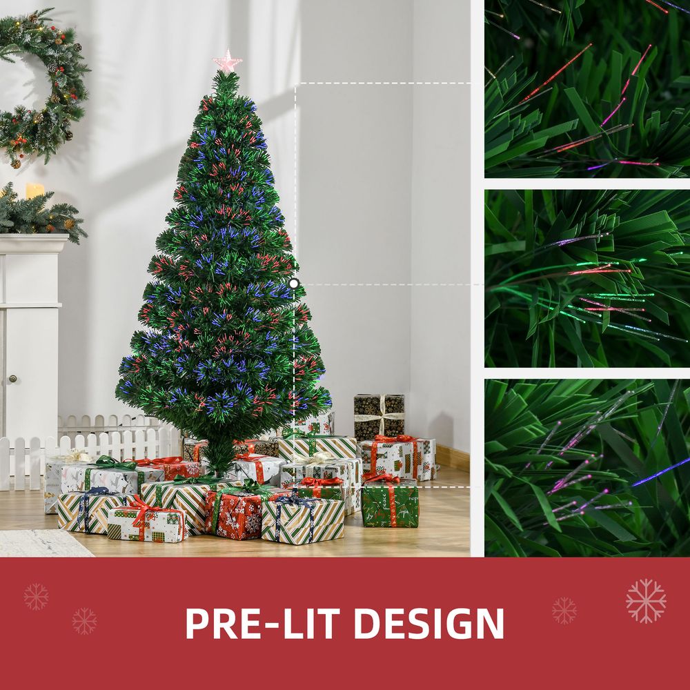 Pre-Lit 5ft Fibre Optic Artificial Christmas Tree with Multi-Colour Tree Topper