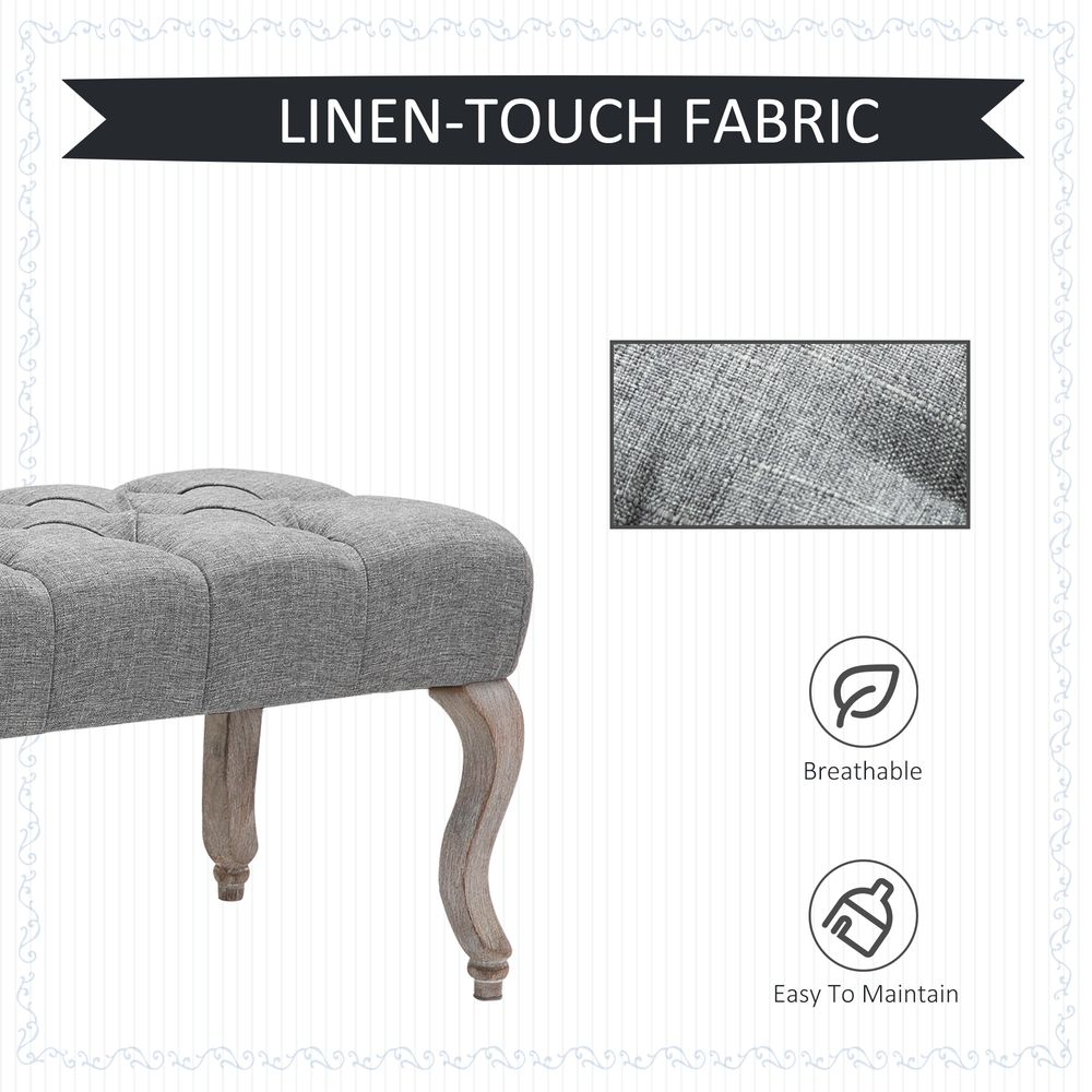Tufted Upholstered Accent Bench: Window Seat Ottoman & Bed End Stool