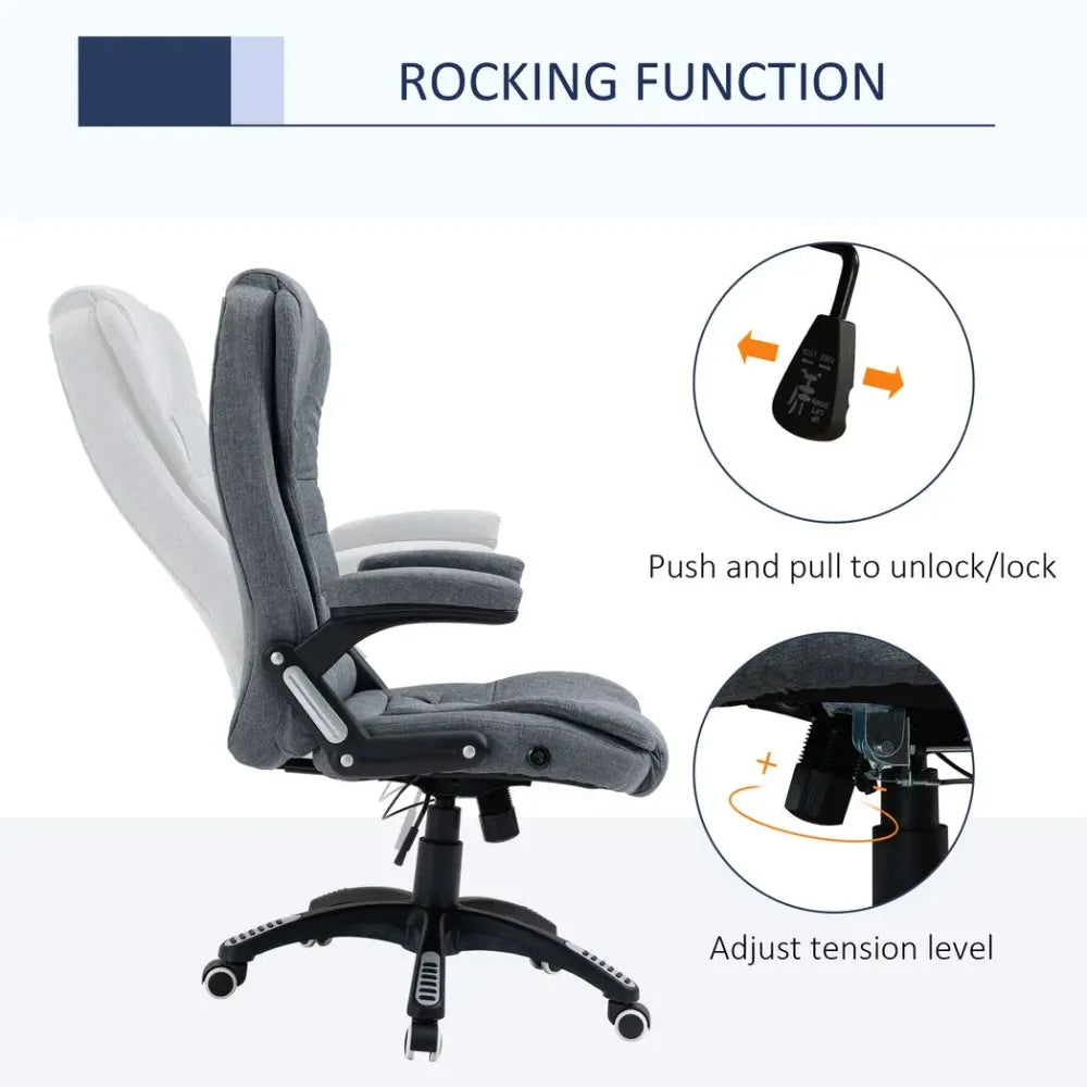 Dark Grey High Back Home Office Chair with Arms and Swivel Wheels for Comfort