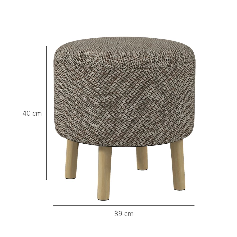 Round Storage Ottoman: Stool Chair with Cushioned Top & Hidden Space