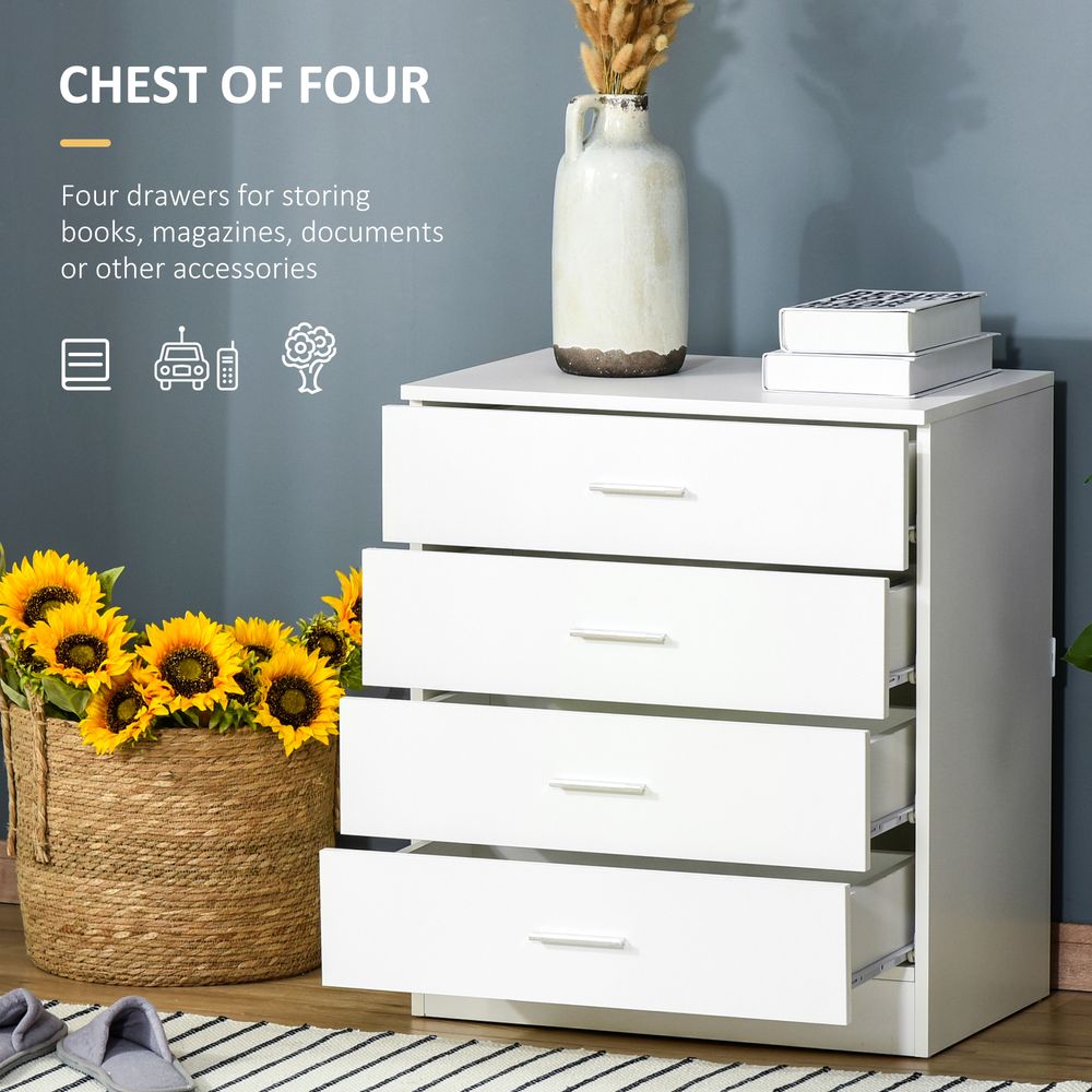 Vertical Storage Cabinet with 4 Drawers and Metal Rails for Anti-Tip Safety