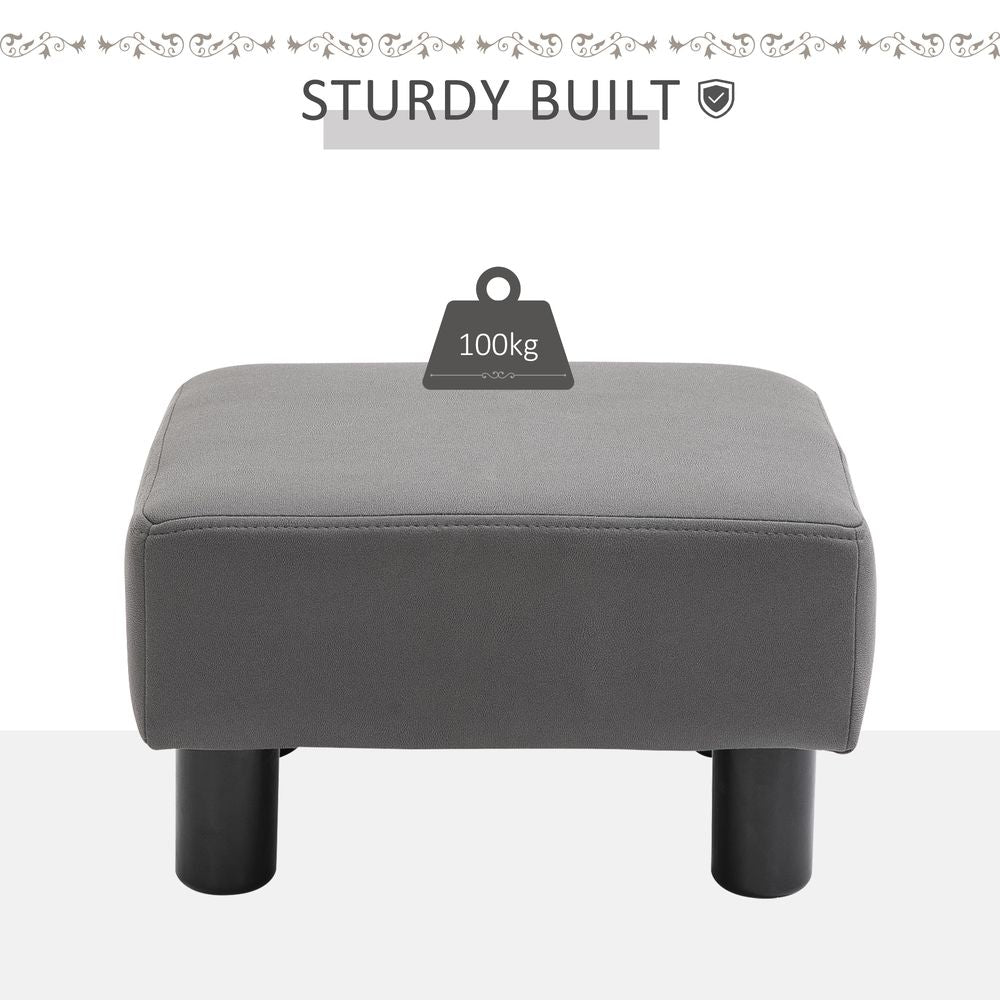 Small Grey PU Leather Ottoman Footrest for Home Office or Chair Comfort