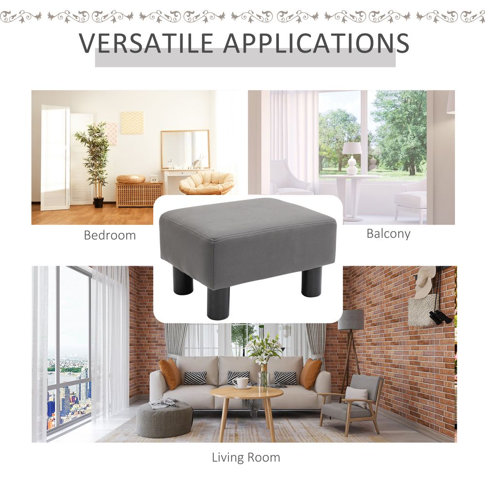 Small Grey PU Leather Ottoman Footrest for Home Office or Chair Comfort