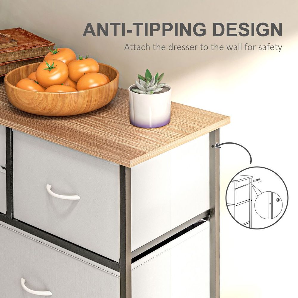 Bedroom Fabric Chest of Drawers Dresser with Foldable Drawers in Multicolour