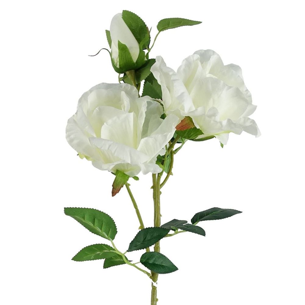 Pack of 6 x 80cm Artificial White Rose Stems - 18 Flowers