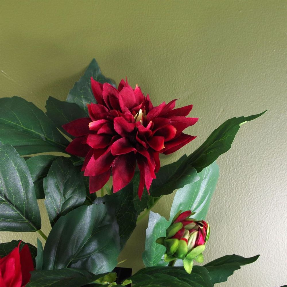 Red Artificial Dahlia Flowering Plant