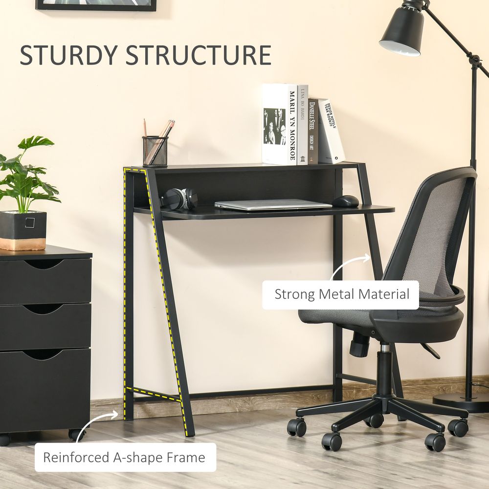 85cm Stylish Computer Desk with Upper Storage Shelf for Elegant Indoor Decor