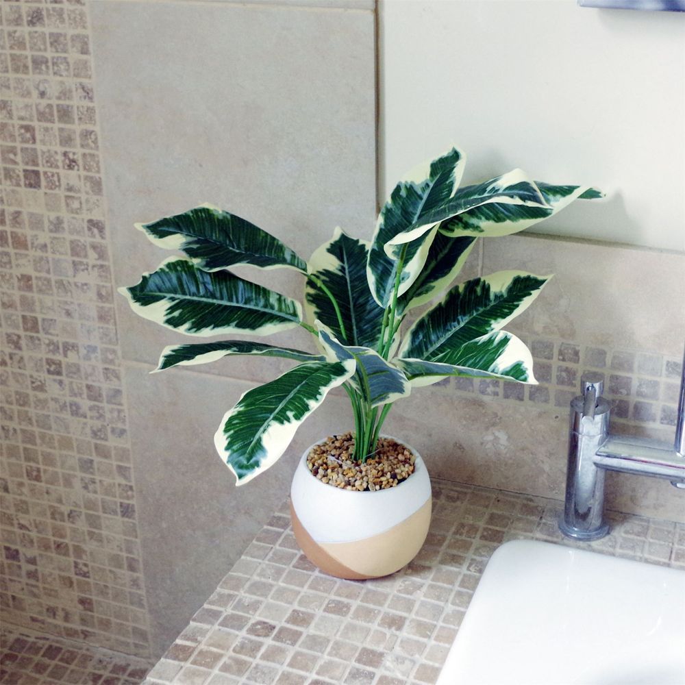 40cm Variegated Pothos Plant Shrub with Planter - Artificial